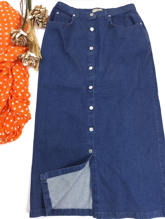 Dresses & Skirts - Classic Button-Front Denim Skirt - Dark Blue